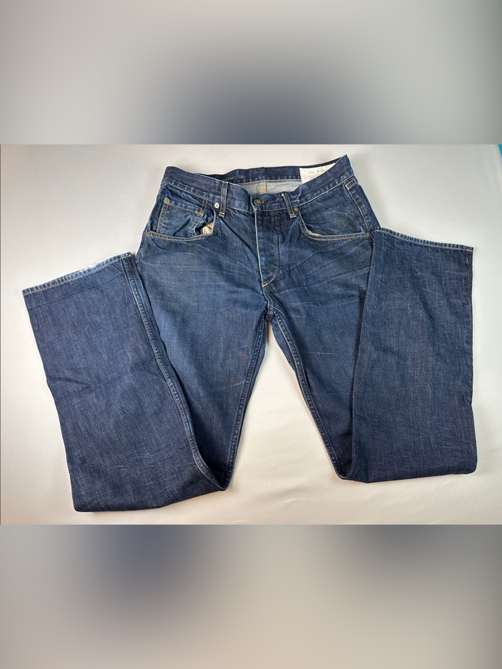 rag & bone Classic Straight Leg Men's Jeans Blue Relaxed Straight 33x32